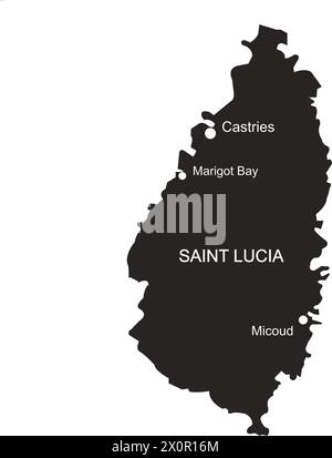 Saint Lucia map vector isolated on white background. Stock Vector