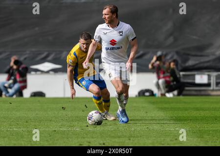 Milton Keynes Dons Alex Gilbey during the first half of the Sky Bet League 2 match between MK Dons and Mansfield Town at Stadium MK, Milton Keynes on Saturday 13th April 2024. (Photo: John Cripps | MI News) Credit: MI News & Sport /Alamy Live News Stock Photo