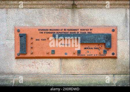 Wall Plaque with Standards of Imperial Linear Measures, City Chambers, Glasgow, Scotland, UK Stock Photo