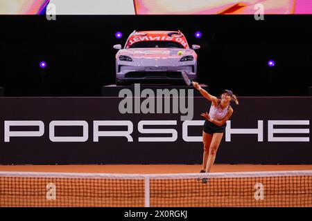 April 13, 2024, Stuttgart, Baden-WÃ¼Rttemberg, Germany: serve during the 47. Porsche Tennis Grand Prix Stuttgart - WTA500 (Credit Image: © Mathias Schulz/ZUMA Press Wire) EDITORIAL USAGE ONLY! Not for Commercial USAGE! Stock Photo