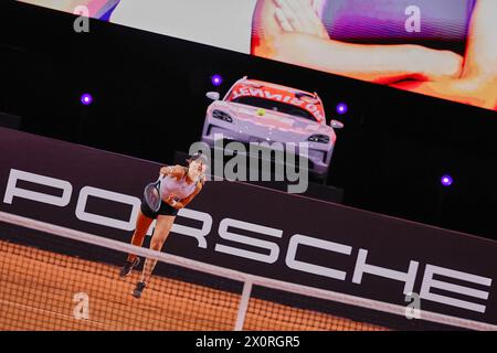 April 13, 2024, Stuttgart, Baden-WÃ¼Rttemberg, Germany: serve during the 47. Porsche Tennis Grand Prix Stuttgart - WTA500 (Credit Image: © Mathias Schulz/ZUMA Press Wire) EDITORIAL USAGE ONLY! Not for Commercial USAGE! Stock Photo