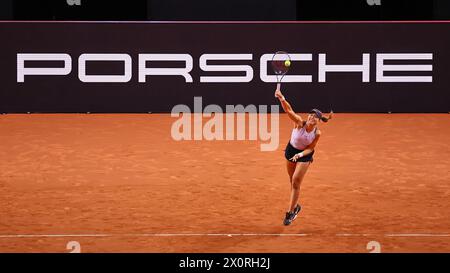 April 13, 2024, Stuttgart, Baden-WÃ¼Rttemberg, Germany: serve during the 47. Porsche Tennis Grand Prix Stuttgart - WTA500 (Credit Image: © Mathias Schulz/ZUMA Press Wire) EDITORIAL USAGE ONLY! Not for Commercial USAGE! Stock Photo