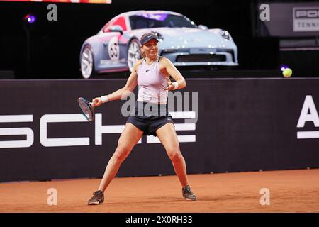 April 13, 2024, Stuttgart, Baden-WÃ¼Rttemberg, Germany: returns with forehand during the 47. Porsche Tennis Grand Prix Stuttgart - WTA500 (Credit Image: © Mathias Schulz/ZUMA Press Wire) EDITORIAL USAGE ONLY! Not for Commercial USAGE! Stock Photo