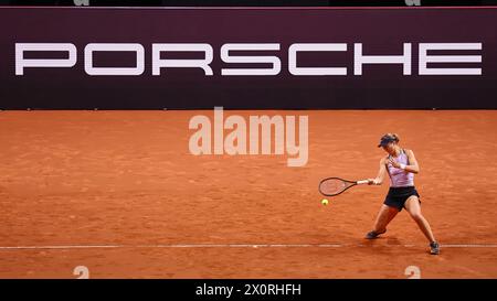 April 13, 2024, Stuttgart, Baden-WÃ¼Rttemberg, Germany: returns with forehand during the 47. Porsche Tennis Grand Prix Stuttgart - WTA500 (Credit Image: © Mathias Schulz/ZUMA Press Wire) EDITORIAL USAGE ONLY! Not for Commercial USAGE! Stock Photo