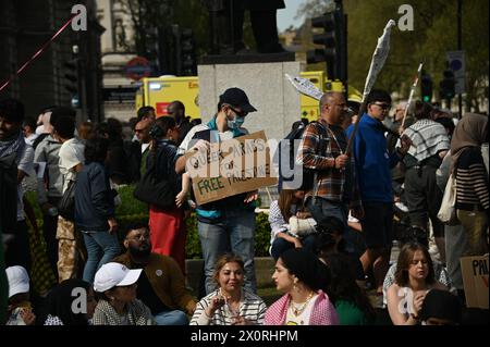 Parliament square, London, UK. 13th Apr, 2024. Mass rally to stop arming Israel and to stop the Genocide in London, UK. Credit: See Li/Picture Capital/Alamy Live News Stock Photo