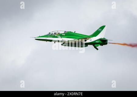 Royal Saudi Air Force Falcons display team BAe Hawk plane at the Royal ...