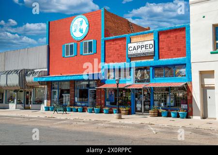 Surviving stores in the old Main Street area of Alamogordo NM Stock Photo