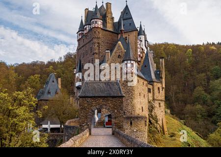The fairytale castle in Germany near Koblenz in sunlight Stock Photo