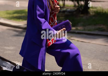 Milan, Italy - June, 16, 2023: woman wears Valentino bag, street style details, fashion detail. Stock Photo