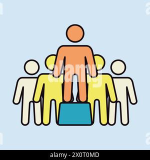 Person speaking in front of crowds vector isolated icon. Demonstration, protest, strike, revolution. Graph symbol for your web site design, logo, app, Stock Vector