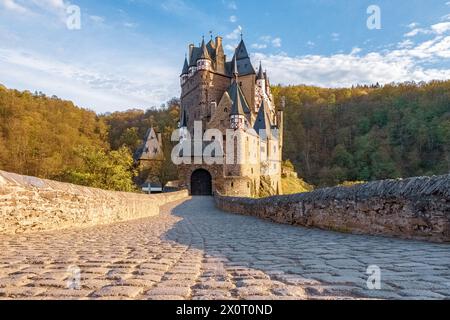 The fairytale castle in Germany near Koblenz in sunlight Stock Photo