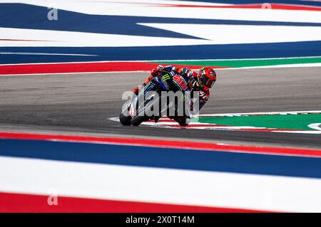 The Americas. 13th Apr, 2024. Fabio Quartararo (20) with Monster Energy Yamaha MotoGP in action qualifying run at the Red Bull Grand Prix of the Americas, Circuit of The Americas. Austin, Texas. Mario Cantu/CSM/Alamy Live News Stock Photo