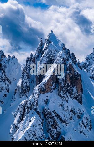 Snow-covered alpine Dolomite landscape in winter with the summit Cimon di Croda Liscia, seen from Monte Campedele. Misurina Veneto Italy FB 2024 1152 Stock Photo