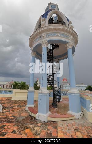 184 Turret-lookout on the southwest corner of the AD 1918 built in Eclectic style former Ferrer Palace, nowadays the Arts Museum. Cienfuegos-Cuba. Stock Photo