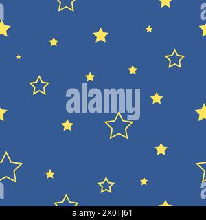 Starry night seamless pattern, endless texture background Stock Vector