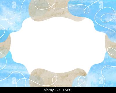 Blue watercolor frame. Abstract geometric vector background Stock Vector