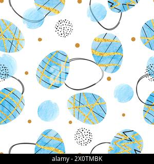 Easter eggs pattern. Vector watercolor seamless background Stock Vector