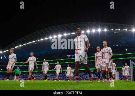 Sydney, Australia. 13th Apr, 2024. Wanderers players warm up before the A-League Men Rd24 match between Sydney FC and the Wanderers at Allianz Stadium on April 13, 2024 in Sydney, Australia Credit: IOIO IMAGES/Alamy Live News Stock Photo
