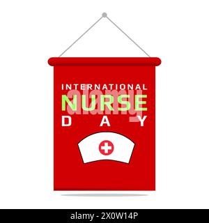 Nurse day vector illustration hanging banner or poster design with typography text international nurse day Stock Vector