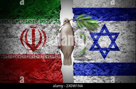 Iran and Israel crisis as a geopolitical conflict and war between the Iranian and Israeli people and Middle East security concept and struggling findi Stock Photo