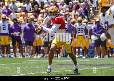 Baton Rouge, LA, USA. 13th Apr, 2024. LSU quarterback Rickie Collins (10) delivers a pass during the annual National L Club LSU Spring Game at Tiger Stadium in Baton Rouge, LA. Jonathan Mailhes/CSM/Alamy Live News Stock Photo