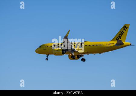 LAS VEGAS, Nevada - Spirt airplane landing at Harry Reid International Airport in Las Vegas, Nevada, on April 13, 2024. Credit: DeeCee Carter/MediaPunch Stock Photo