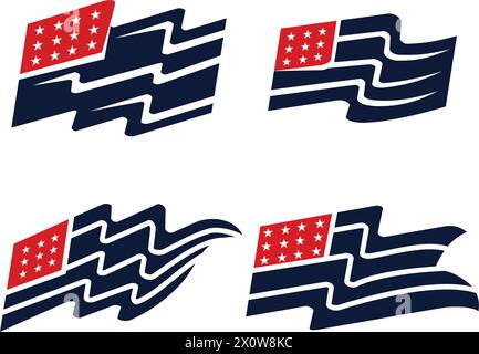Unite state of america flag set Stock Vector