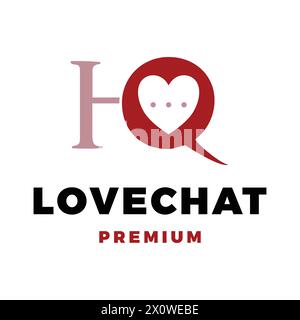 Initial Letter H Love Chat Icon Vector Logo Template Illustration Design Stock Vector