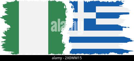 Greece and Nigeria grunge flags connection, vector Stock Vector