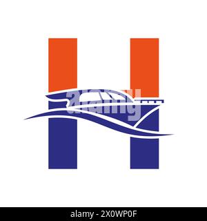 Letter H Boat Logo Concept For Sailboat, Shipping Symbol. Yacht Sign Stock Vector