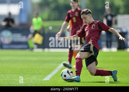 Tubize, Belgium. 13th Apr, 2024. Andrea Di Benedetto (11) of Belgium pictured during a friendly soccer game between the national under 16 Futures teams of The Netherlands and Belgium on Saturday 13 April 2024 in Tubize, Belgium . Credit: sportpix/Alamy Live News Stock Photo