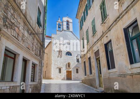 Narrow old streets in city of Sibenik, Croatia Stock Photo