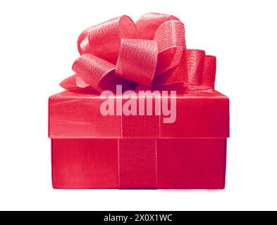 Gorgeous Square Ruby Red Gift Box Isolated on white background Stock Photo