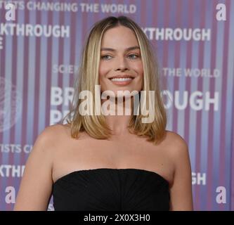 Margot Robbie attends the 10th annual Breakthrough Prize ceremony at the Academy Museum of Motion Pictures in Los Angeles on Saturday, April 13, 2024. The ceremony honors acclaimed science and mathematical luminaries. The Breakthrough Prize celebrates the research achievements of the world's top scientists, awarding more than $15 million in prizes annually. Each Breakthrough Prize is $3 million and presented in the fields of Life Sciences, Fundamental Physics, and Mathematics. Photo by Jim Ruymen/UPI Stock Photo