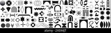 Modern geometric abstract shapes. Retro futuristic elements. Bauhaus. Stock Vector