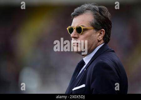 Turin, Italy. 13 April 2024. Cristiano Giuntoli, football director of Juventus FC, looks on prior to the Serie A football match between Torino FC and Juventus FC. Credit: Nicolò Campo/Alamy Live News Stock Photo