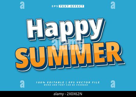 hello summer lettering 3d editable text effect Stock Vector