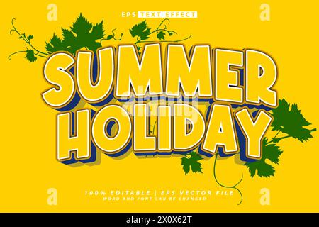 hello summer lettering 3d editable text effect Stock Vector