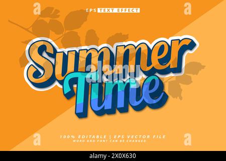 hello summer lettering 3d editable text effect Stock Vector