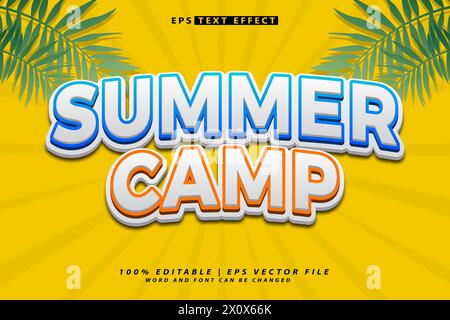hello summer lettering 3d editable text effect Stock Vector