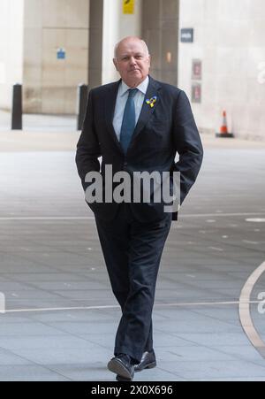April 14, 2024, London, England, United Kingdom: Former Conservative Party Leader IAIN DUNCAN SMITH is seen outside BBC as he appears on Sunday With Laura Kuenssberg show. (Credit Image: © Tayfun Salci/ZUMA Press Wire) EDITORIAL USAGE ONLY! Not for Commercial USAGE! Stock Photo