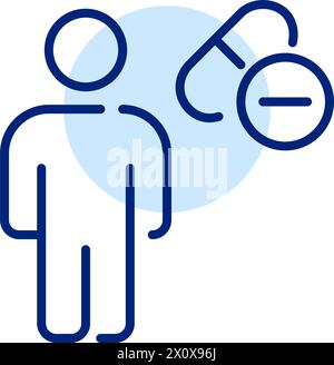 Person and pills. Medication, health management, pharmacy services and treatment plan. Pixel perfect icon Stock Vector