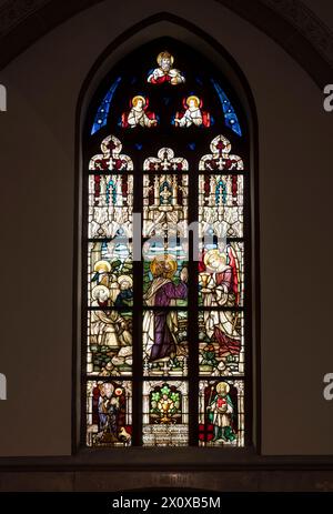 Krefeld, Kunst im öffentlichen Raum: St. Dionysius in Hüls, Gustav van Treek: Bleiglasfenster Jesus am Ölberg, 1913, Objekt-Nummer 596 Stock Photo