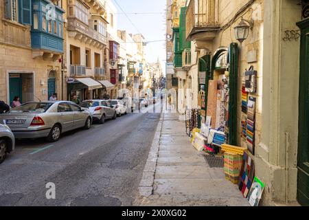 Valletta, Malta, April 03, 2024. view of life among the typical alleys in the city center Stock Photo