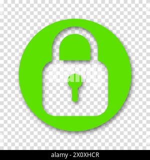 Green lock padlock sign icon. Vector clipart illustration on a transparent background. Stock Vector