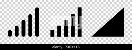 Set of communication signal strength icons. Cellular reception symbols on mobile phones and portable laptop devices. Vector illustration. Stock Vector