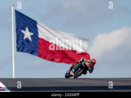 Austin, Usa . 13th Apr, 2024. Fabio Quartararo (20) drives in the free practice ahead of the Red Bull Grand Prix of the Americas in Austin, Texas on April 13, 2024. (Photo by Stephanie Tacy/SIPA USA) Credit: Sipa USA/Alamy Live News Stock Photo