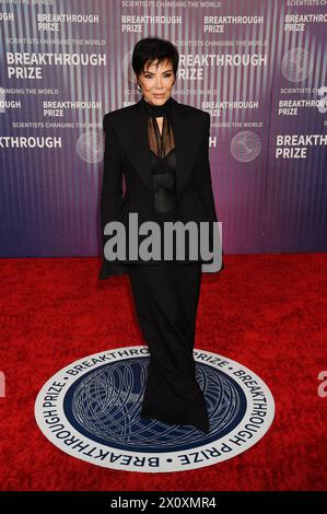 LOS ANGELES, CALIFORNIA - APRIL 13: Kris Jenner attends the 10th Annual Breakthrough Prize Ceremony at Academy Museum of Motion Pictures on April 13, Stock Photo