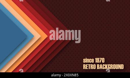Vintage perforated background from the 1970s, 1960s and 1950s in abstract frames or retro shapes. Vector illustration. Copy space for text. Stock Vector