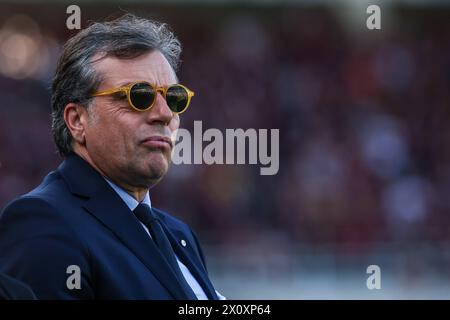 Cristiano Giuntoli Football Director of Juventus FC looks on during the Serie A 2023/24 football match between Torino FC and Juventus FC at Stadio Olimpico Grande Torino. Final score; Torino 0:0 Juventus. Stock Photo